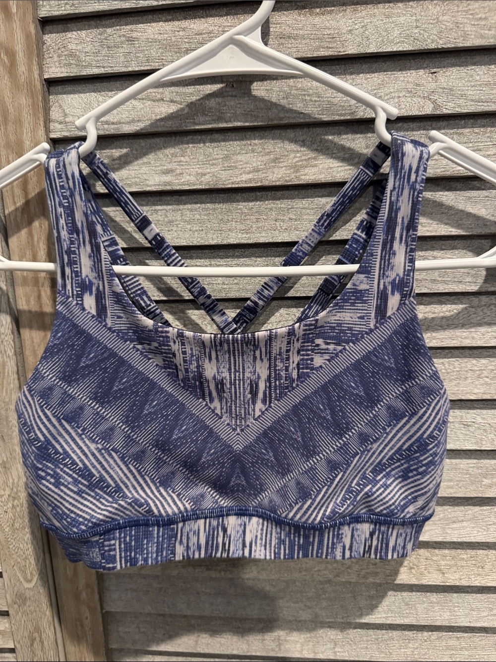 Lululemon Blue Patterned Strappy Sports Bra - Women Intimates